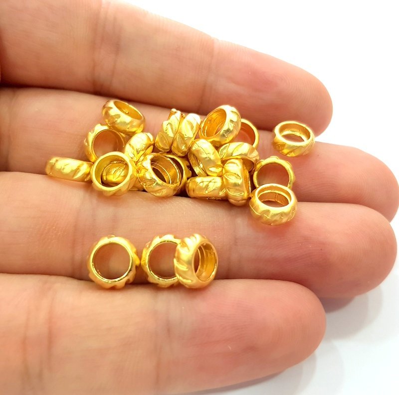 20 Gold Rondelle Beads Spacer Gold Plated Metal Beads  (9 mm)  G14284
