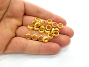 20 Gold Rondelle Beads Spacer Gold Plated Metal Beads  (9 mm)  G14284