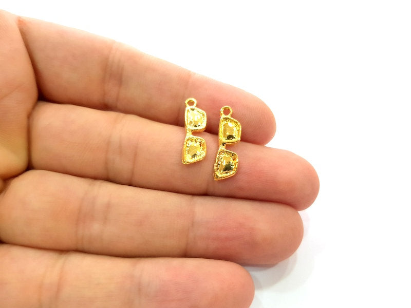 10 Glasses Charm Shiny Gold Plated Charm Gold Plated Metal (20x6mm)  G14286