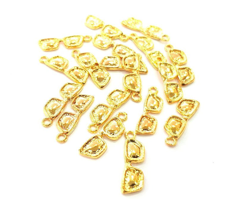 10 Glasses Charm Shiny Gold Plated Charm Gold Plated Metal (20x6mm)  G14286