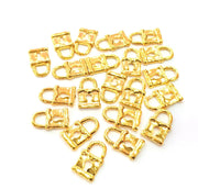 10 Lock Charm Shiny Gold Plated Charm Gold Plated Metal (15x9mm)  G14287