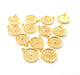 10 Clock Charm Shiny Gold Plated Charm Gold Plated Metal (13mm)  G14290