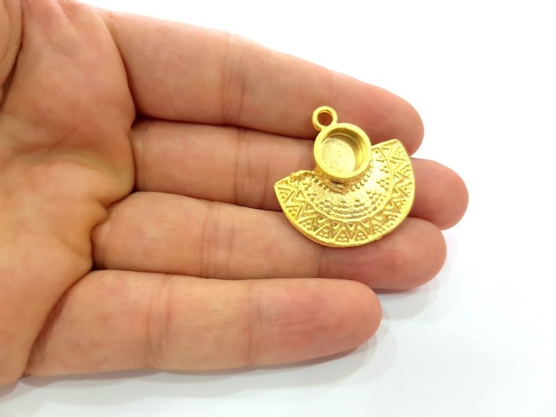 Gold Pendant Blank Gold Pendant Gold Plated Metal (10mm blank)  G14289