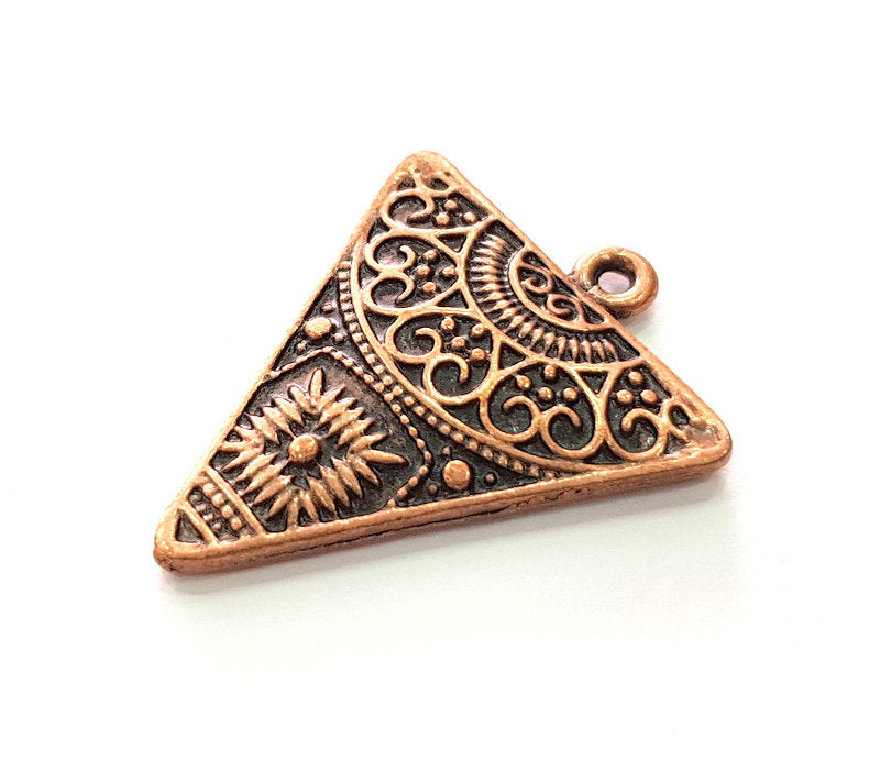2 Triangle Pendant Antique Copper Pendant Antique Copper Plated Metal ( 36x29 mm ) G13774