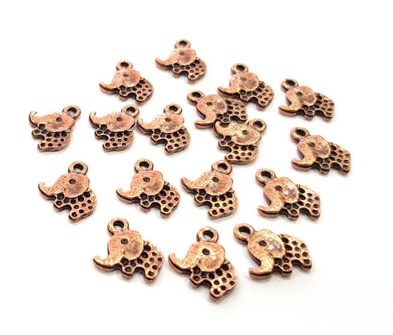 20 Elephant Charm Antique Copper Charm Antique Copper Plated Metal (12x11mm) G13775
