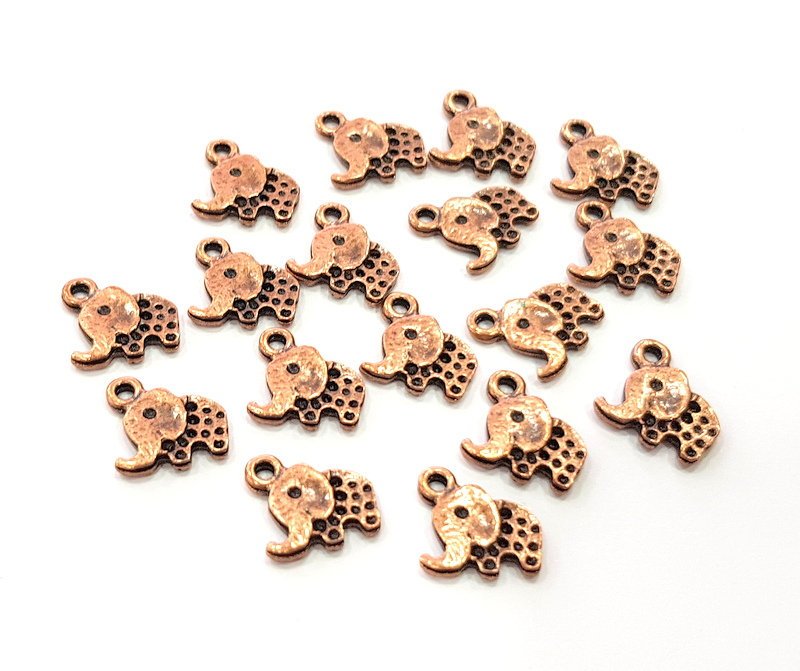 20 Elephant Charm Antique Copper Charm Antique Copper Plated Metal (12x11mm) G13775
