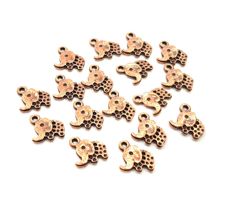20 Elephant Charm Antique Copper Charm Antique Copper Plated Metal (12x11mm) G13775