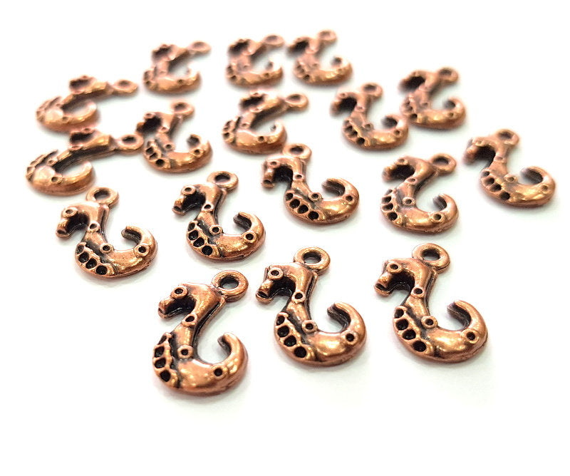 10 Seahorse Charm Antique Copper Charm Antique Copper Plated Metal (17x10mm) G13779