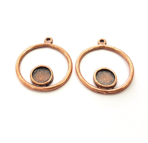 4 Copper Circle Blank Mosaic Base inlay Blank Necklace Blank Resin Mountings Antique Copper Plated Metal ( 7,5 mm blank) G13781