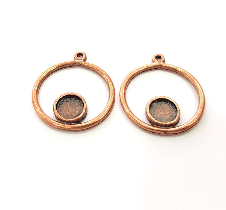 4 Copper Circle Blank Mosaic Base inlay Blank Necklace Blank Resin Mountings Antique Copper Plated Metal ( 7,5 mm blank) G13781