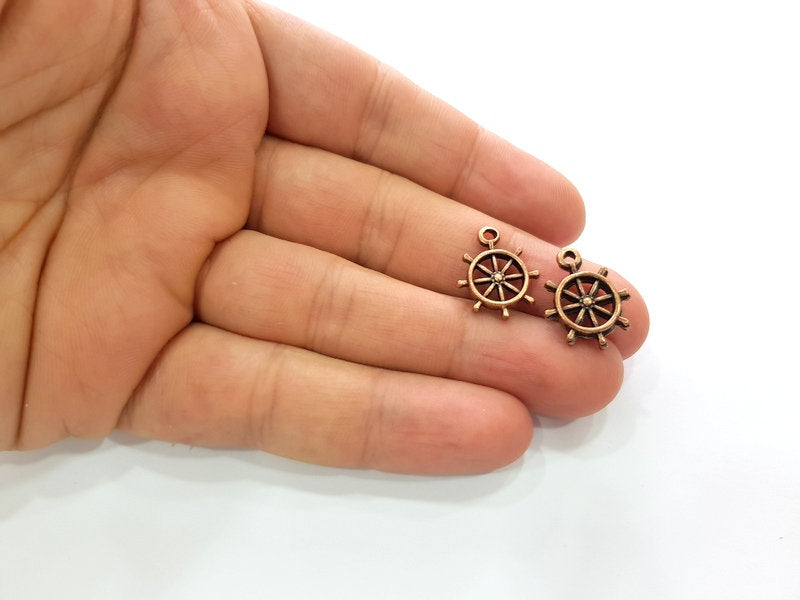 10 Rudder Charm Antique Copper Charm Antique Copper Plated Metal (15mm) G13788