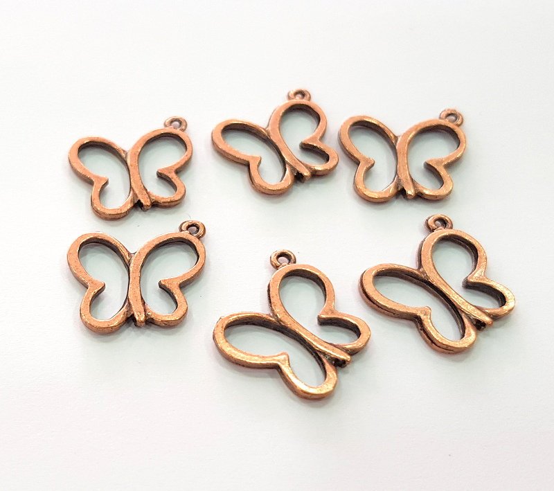 10 Butterfly Charm Antique Copper Charm Antique Copper Plated Metal (18x17mm) G13790