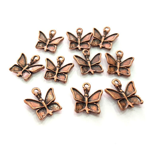 10 Butterfly Charm Antique Copper Charm Antique Copper Plated Metal (17x14mm) G13791