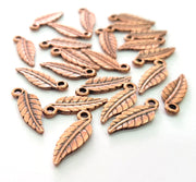 20 Leaf Charm Antique Copper Charm Antique Copper Plated Metal (18x6mm) G13792