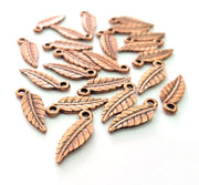 20 Leaf Charm Antique Copper Charm Antique Copper Plated Metal (18x6mm) G13792