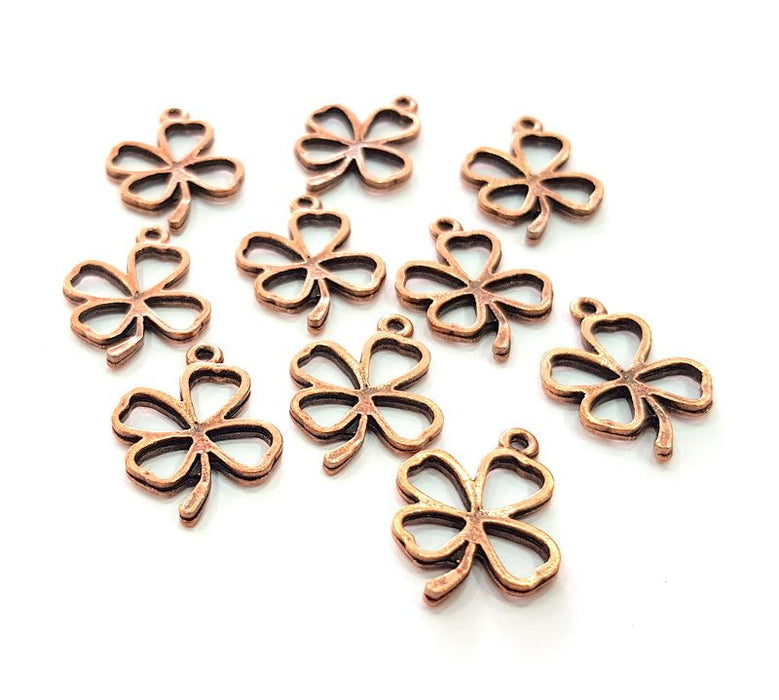 10 Clover Charm Antique Copper Charm Antique Copper Plated Metal (24x18mm) G13795