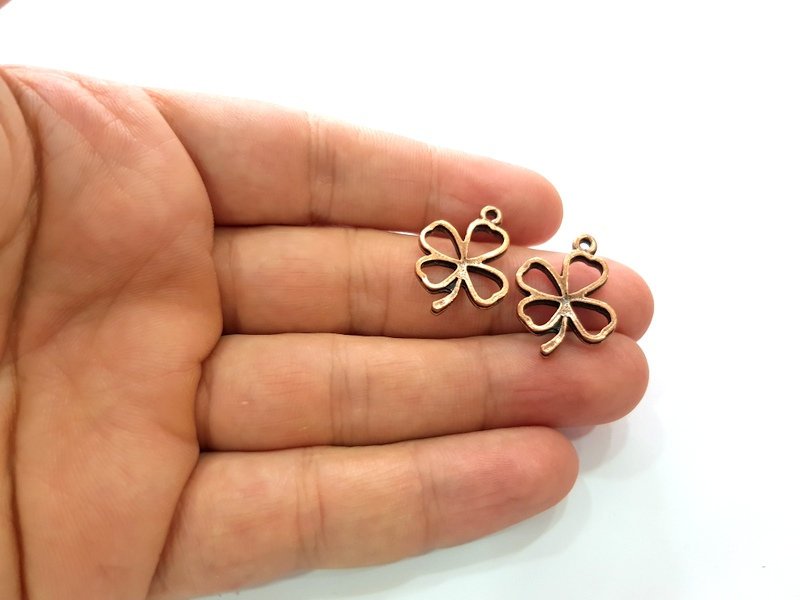 10 Clover Charm Antique Copper Charm Antique Copper Plated Metal (24x18mm) G13795