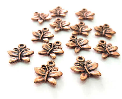 10 Butterfly Charm Antique Copper Charm Antique Copper Plated Metal (15x13mm) G13796