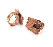 Copper Ring Settings inlay Ring Blank Mosaic Ring Bezel Base Cabochon Mountings (10x6 mm blank) Antique Copper Plated Brass G13797
