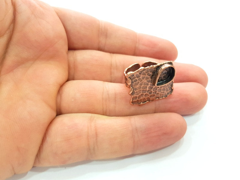 Copper Ring Settings inlay Ring Blank Mosaic Ring Bezel Base Cabochon Mountings (10x6 mm blank) Antique Copper Plated Brass G13797