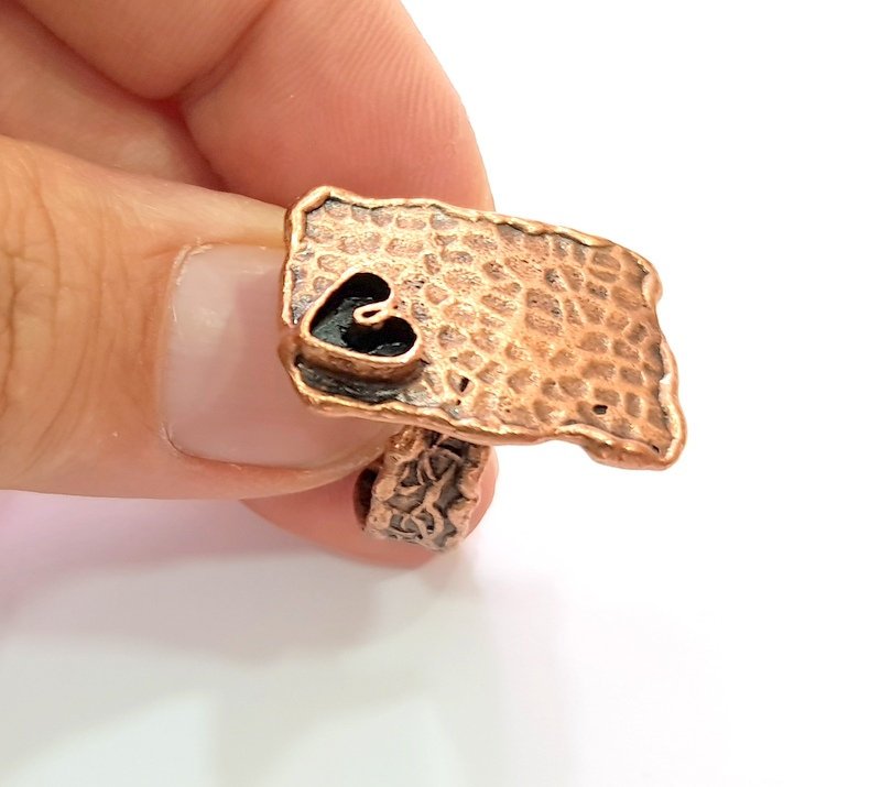 Copper Ring Settings inlay Ring Blank Mosaic Ring Bezel Base Cabochon Mountings (6 mm blank) Antique Copper Plated Brass G13798