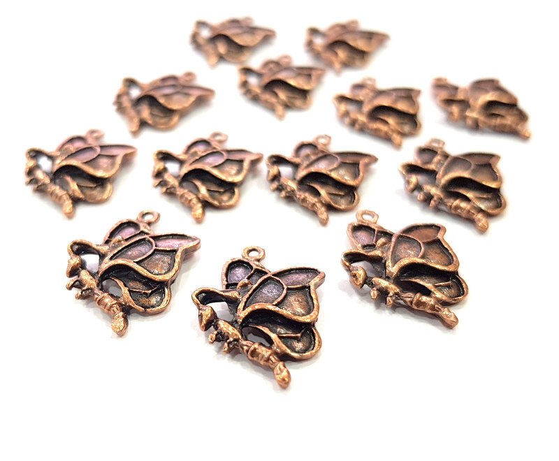 10 Butterfly Charm Antique Copper Charm Antique Copper Plated Metal (22x14mm) G13799