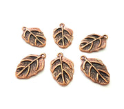 6 Leaf Charm Antique Copper Charm Antique Copper Plated Metal (23x14mm) G13803