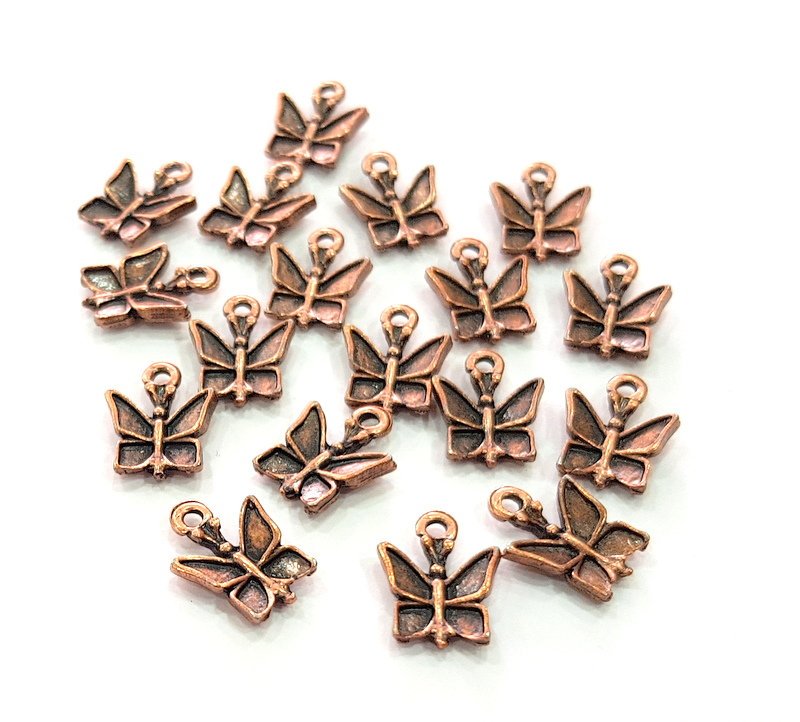 20 Butterfly Charm Antique Copper Charm Antique Copper Plated Metal (14x10mm) G13804