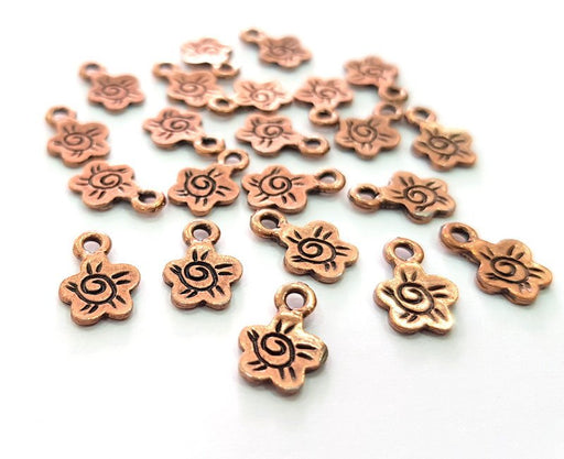 30 Flower Charm Antique Copper Charm Antique Copper Plated Metal (13x8mm) G13806