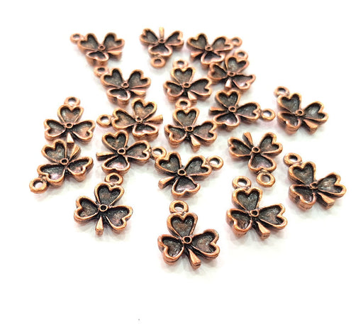 10 Clover Charm Antique Copper Charm Antique Copper Plated Metal (16x12mm) G13808