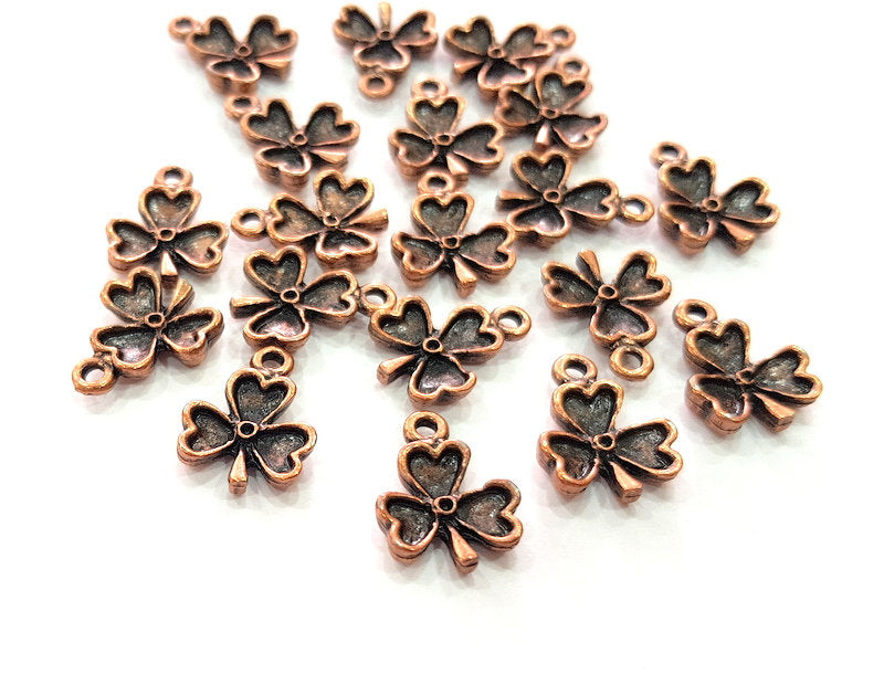 10 Clover Charm Antique Copper Charm Antique Copper Plated Metal (16x12mm) G13808
