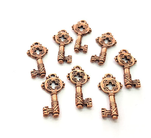 10 Key Charm Antique Copper Charm Antique Copper Plated Metal (25x12mm) G13810