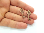 10 Key Charm Antique Copper Charm Antique Copper Plated Metal (25x12mm) G13810