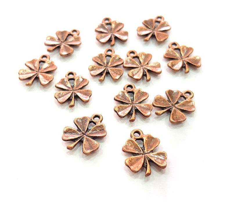 10 Clover Charm Antique Copper Charm Antique Copper Plated Metal (16x13mm) G13814