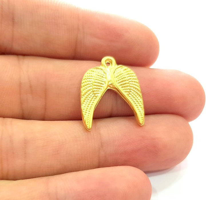 2 Wings Charm Gold Charms Gold Plated Metal (20x18mm)  G14299