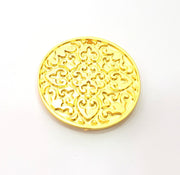 Gold Medallion Pendant Gold Plated Metal (42mm)  G14302