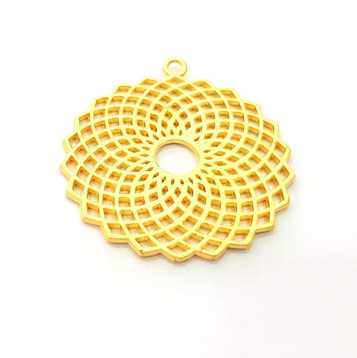 Gold Medallion Pendant Gold Plated Metal ( 38 mm )  G14303