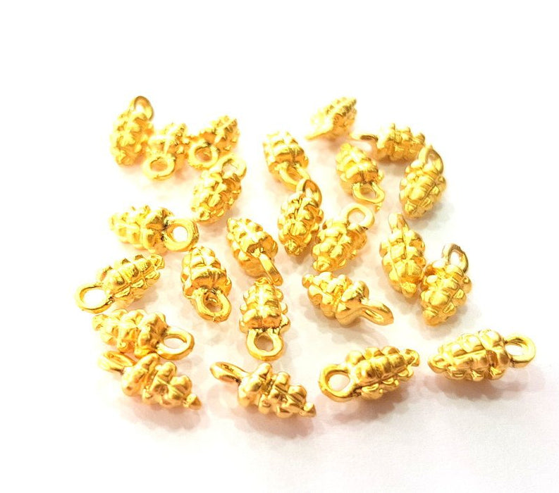 10 Pine Cone Charms Matt Gold Charm (11x5mm)  G14307