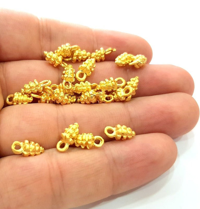 10 Pine Cone Charms Matt Gold Charm (11x5mm)  G14307