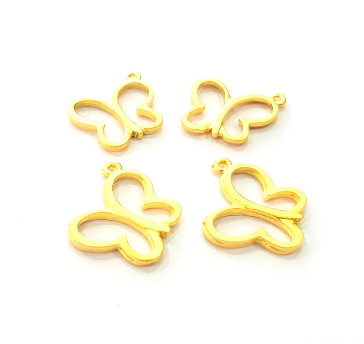 8 Butterfly Charm Gold Charms Gold Plated Metal (20x18mm)  G14311