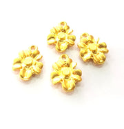 6 Flower Charm Matt Gold Charms (18x13mm)  G14312
