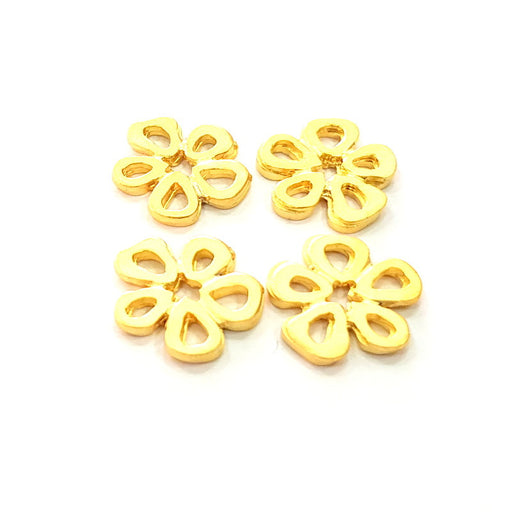 10 Flower Charm Gold Charms Gold Plated Metal (14mm)  G14314