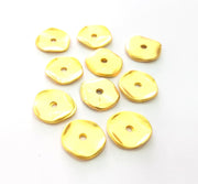 10 Gold Round Charms Gold Charm Gold Plated Metal (13mm)  G14318