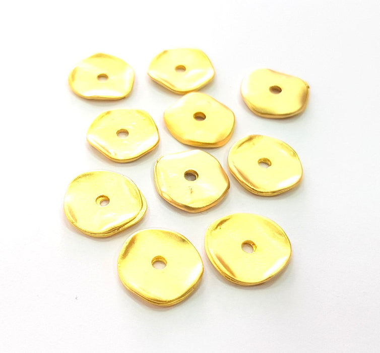 10 Gold Round Charms Gold Charm Gold Plated Metal (13mm)  G14318