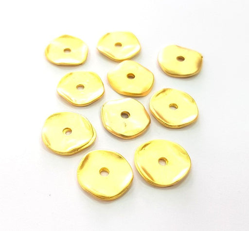 10 Wavy Disc Findings  Gold Charm Gold Plated Metal (13mm)  G14318