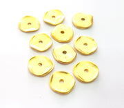 10 Gold Round Charms Gold Charm Gold Plated Metal (13mm)  G14318