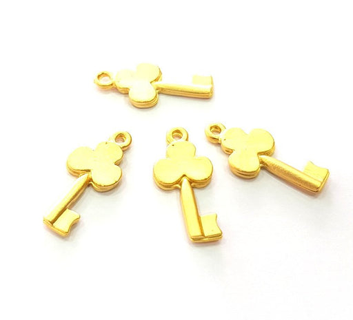 4 Key Charm Matt Gold Charms (23x10mm)  G14322