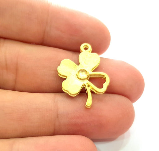 4 Clover Charm Matt Gold Charms (25x17mm)  G14323