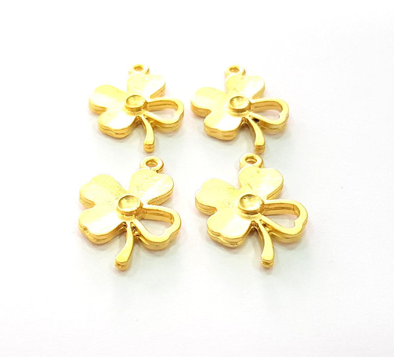 4 Clover Charm Matt Gold Charms (25x17mm)  G14323