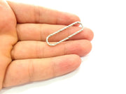 10 Silver Oval Connector Findings Antique Silver Plated Metal (42x12mm) G14325